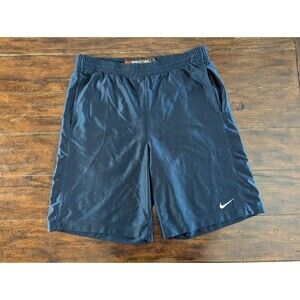 Y2K Nike Basketball Shorts Large Navy Blue Mesh Double Layer Dri-FIT Style